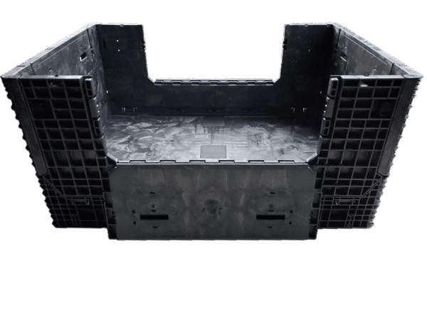 New Buckhorn 70" x 48" x 34" All Black  Door Bulk Container - 4 Drop Doors - Image 2