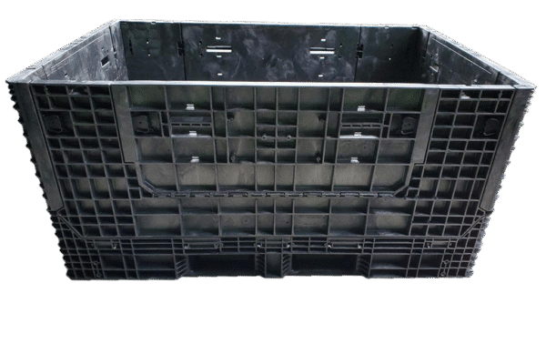 New Buckhorn 70" x 48" x 34" All Black  Door Bulk Container - 4 Drop Doors - Image 6