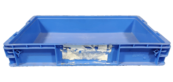 Used BCD  24" x 15" x 4" Blue Hand Tote Smooth Bottom - Image 3
