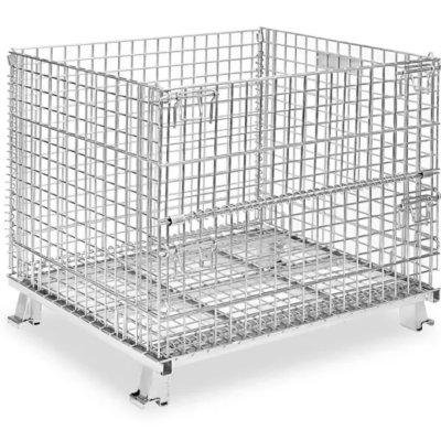 Used BCD 47" x 39" x 35" Collapsible Galvanized Wire Basket  47" Side - 1 Drop Door
