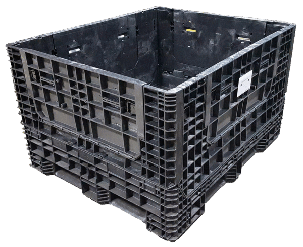 New Buckhorn 57" x 48" x 34" All Black  Door Bulk Container - 4 Drop Doors
