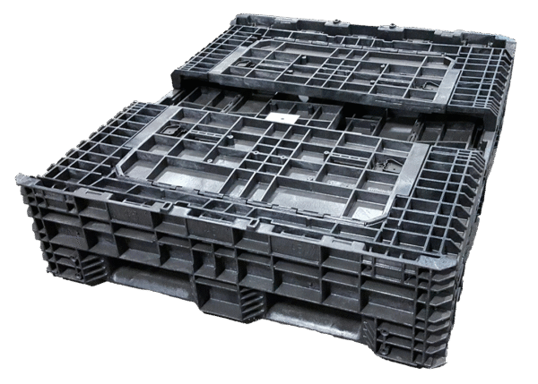 New Buckhorn 57" x 48" x 34" All Black  Door Bulk Container - 4 Drop Doors - Image 2