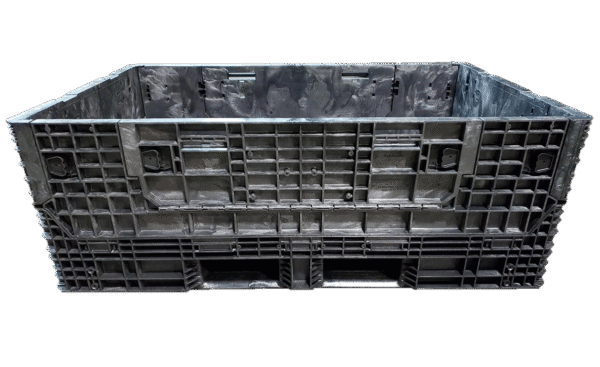 New Buckhorn 70" x 48" x 25" All Black  Door Bulk Container - 4 Drop Doors - Image 3