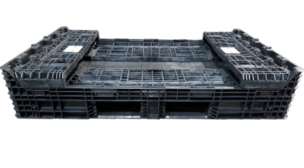 New Buckhorn 70" x 48" x 25" All Black  Door Bulk Container - 4 Drop Doors - Image 5