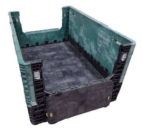 Reconditioned BCD 70" x 48" x 34" Mixed Color All Good Runner Collapsible Bulk Container-2 Drop Doors 48" Side - Image 2