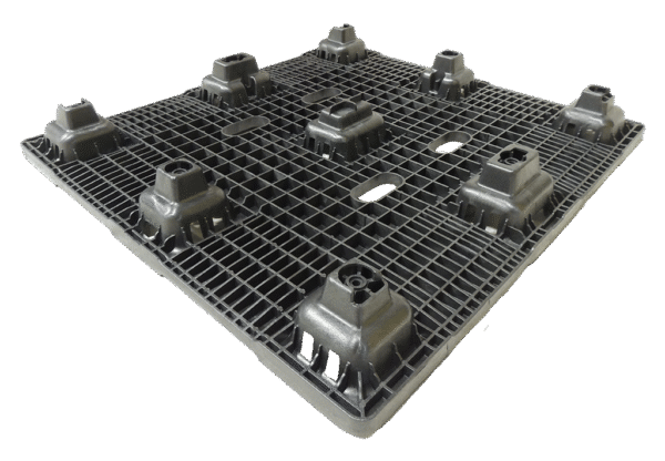 New  45" x 48" Black SMR Nestable 9 Leg Pallet - Image 3