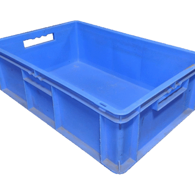 Used BCD  24" x 16" x 7" Blue Hand Totes Smooth Bottom w/Hand Holes