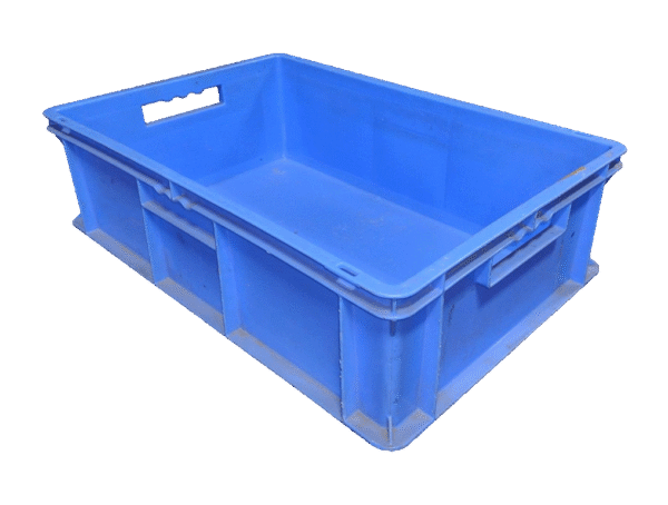 Used BCD  24" x 16" x 7" Blue Hand Totes Smooth Bottom w/Hand Holes