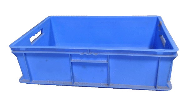 Used BCD  24" x 16" x 7" Blue Hand Totes Smooth Bottom w/Hand Holes - Image 3