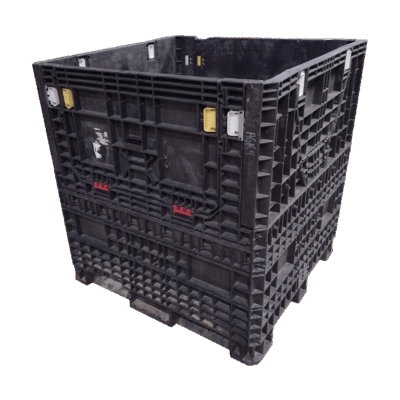 Reconditioned BCD 45" x 48" x 50" All Black Bulk Container-4 Drop Doors