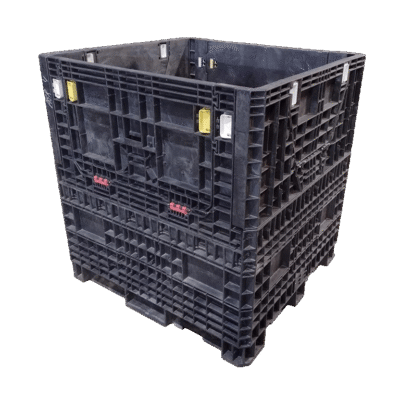 Reconditioned BCD 45" x 48" x 50" All Black All Good Runner Bulk Container-4 Drop Doors