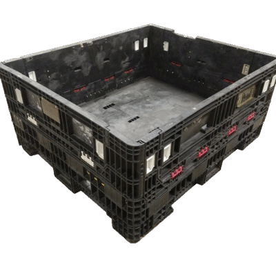 Reconditioned BCD 56" x 48" x 25" All Black All Good Runner Bulk Container-4 Drop Doors