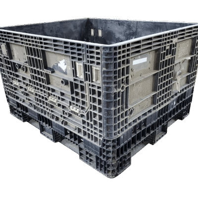 Reconditioned BCD 56" x 48" x 34" All Black All Good Runner Bulk Container-2 Drop Doors 56" Side
