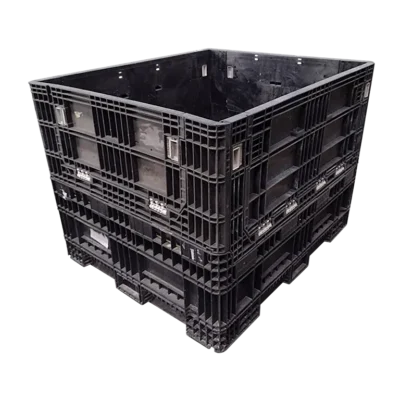 Reconditioned BCD 56" x 48" x 42" All Black All Good Runner Bulk Container-2 Drop Doors