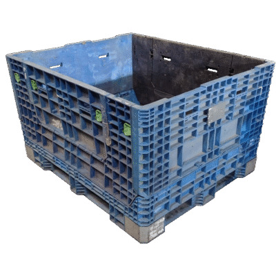 Reconditioned BCD 57" x 48" x 34" Mixed Color All Good Runner Collapsible Bulk Container-2 Drop Doors 57" Side