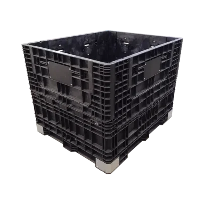 Lightly Used Buckhorn 57" x 48" x 44" All Black All Good Runner Collapsible Bulk Container-4 Drop Doors