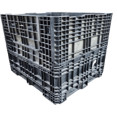 Reconditioned BCD 57" x 48" x 44" All Black All Good Runner Bulk Container-2 Drop Doors