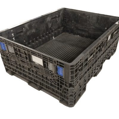 Reconditioned BCD 62" x 48" x 25" All Black All Good Runner Bulk Container-2 Drop Doors 48" Side