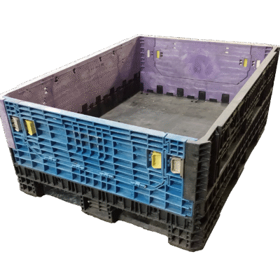 Reconditioned BCD 62" x 48" x 25" Mixed Color All Good Runner Bulk Container-2 Drop Doors 48" Side