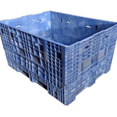 New Buckhorn 62" x 48" x 34" All Blue Collapsible Bulk Container-2 Drop Doors 62" Side