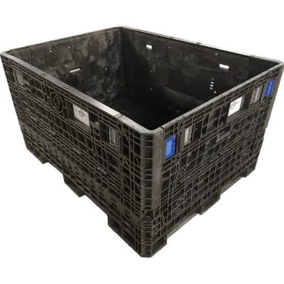 Reconditioned BCD 62" x 48" x 34" All Black All Good Runner Bulk Container-4 Drop Doors
