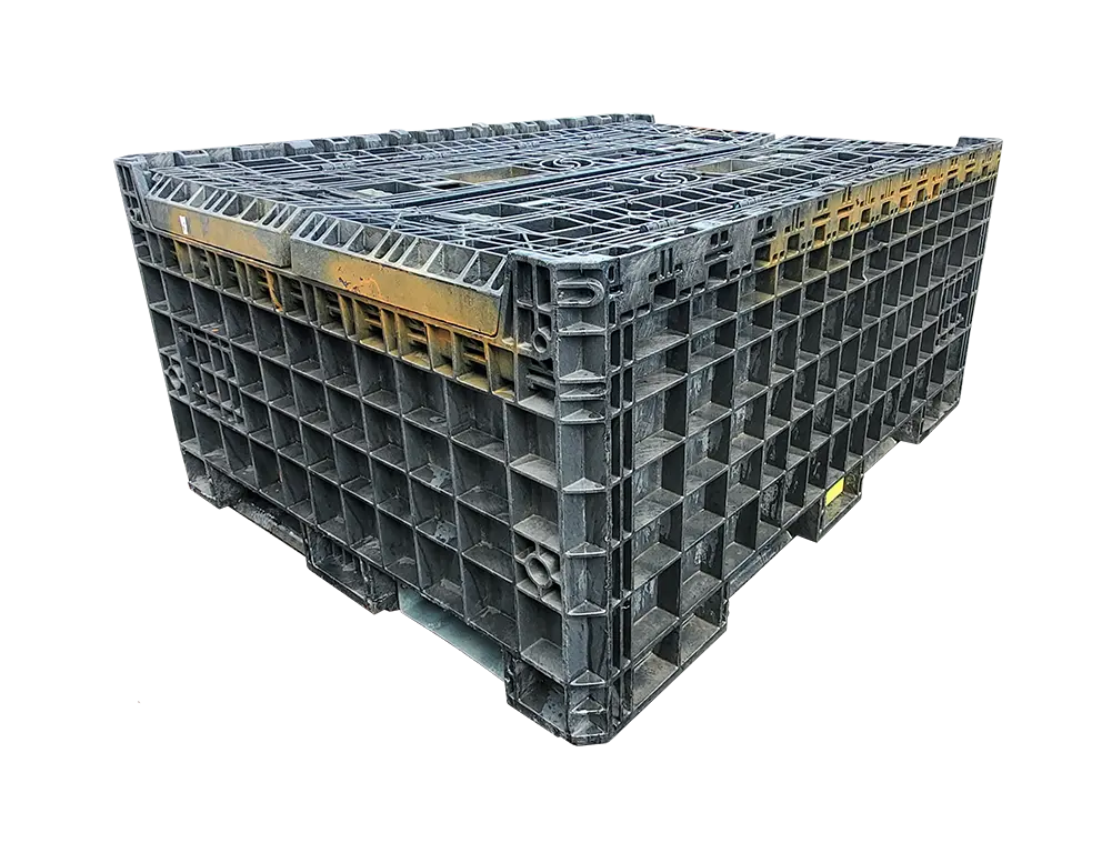Reconditioned BCD 62" x 48" x 50" All Black Collapsible Bulk Container-4 Drop Doors - Image 5