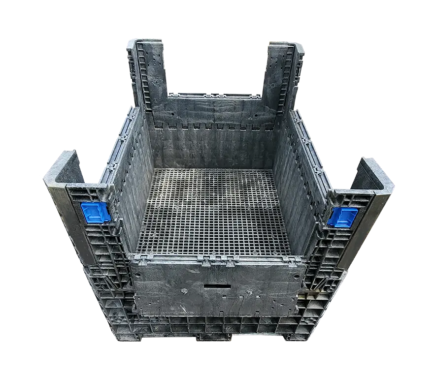 Reconditioned BCD 62" x 48" x 50" All Black Collapsible Bulk Container-4 Drop Doors - Image 2