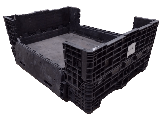 Reconditioned BCD 64" x 48" x 25" All Black All Good Runner Bulk Container-2 Drop Doors 64" Side - Image 2