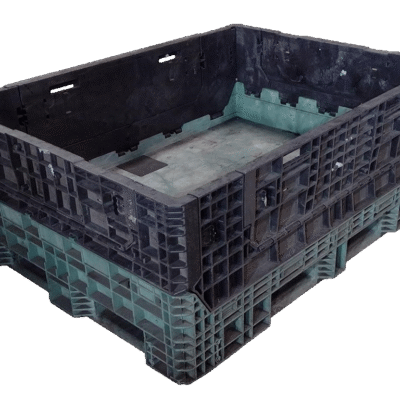 Reconditioned BCD 64" x 48" x 25" Green Base Black Wall All Good Runner Bulk Container-4 Drop Doors