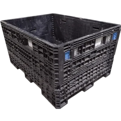 Reconditioned BCD 64" x 48" x 34" All Black All Good Runner Bulk Container-2 Drop Doors 48" Side