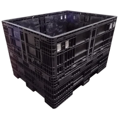 Reconditioned BCD 64" x 48" x 42" All Black All Good Runner Bulk Container-2 Drop Doors