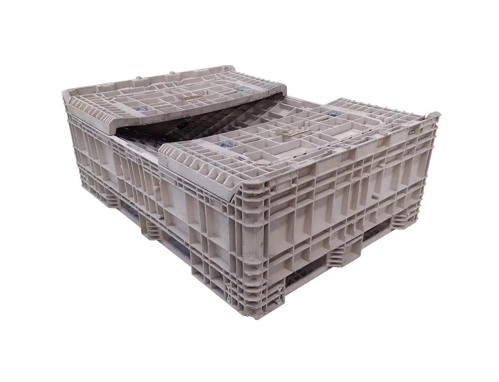 Reconditioned BCD 64" x 48" x 44" Mixed Color All Good Runner Bulk Container-2 Drop Doors - Image 2