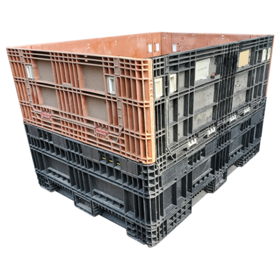 Reconditioned BCD 64" x 48" x 44" Mixed Color All Good Runner Bulk Container-4 Drop Doors