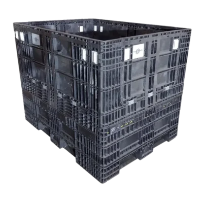 Reconditioned BCD 65" x 48" x 34" All Black Orbis All Good Runner Bulk Container-4 Drop Doors