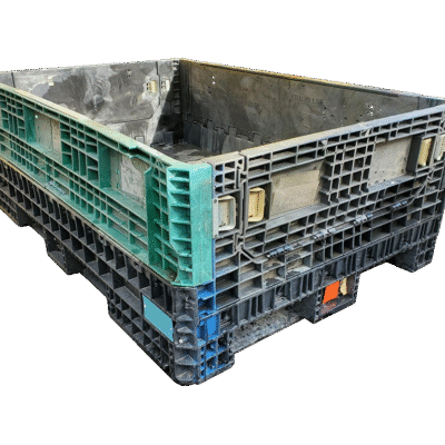 Reconditioned BCD 70" x 48" x 25" Mixed Color All Good Runner Collapsible Bulk Container-2 Drop Doors 48" Side