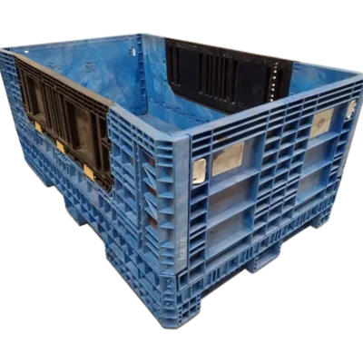 Reconditioned BCD 78" x 48" x 34" Mixed Color All Good Runner Collapsible Bulk Container-2 Drop Doors 78" Side