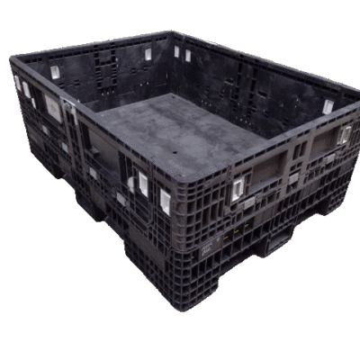 Reconditioned BCD 64" x 48" x 25" All Black All Good Runner Bulk Container-4 Drop Doors