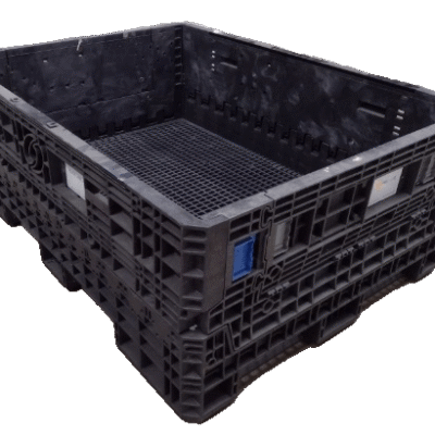Reconditioned BCD 64" x 48" x 25" All Black All Good Runner Bulk Container-2 Drop Doors 48" Side