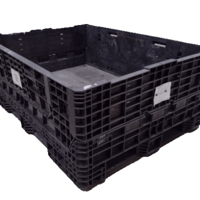 Reconditioned BCD 64" x 48" x 25" All Black All Good Runner Bulk Container-2 Drop Doors 64" Side