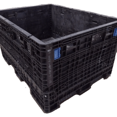 Reconditioned BCD 64" x 48" x 34" All Black All Good Runner Bulk Container-2 Drop Doors 64" Side