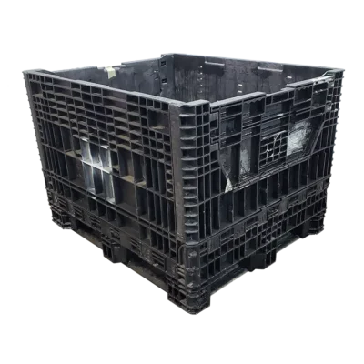 Reconditioned 40" x 48" x 34" All Black All Good Runner Bulk Container - 2 Drop Doors